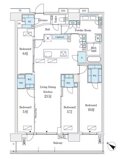 4LDKの間取りの画像